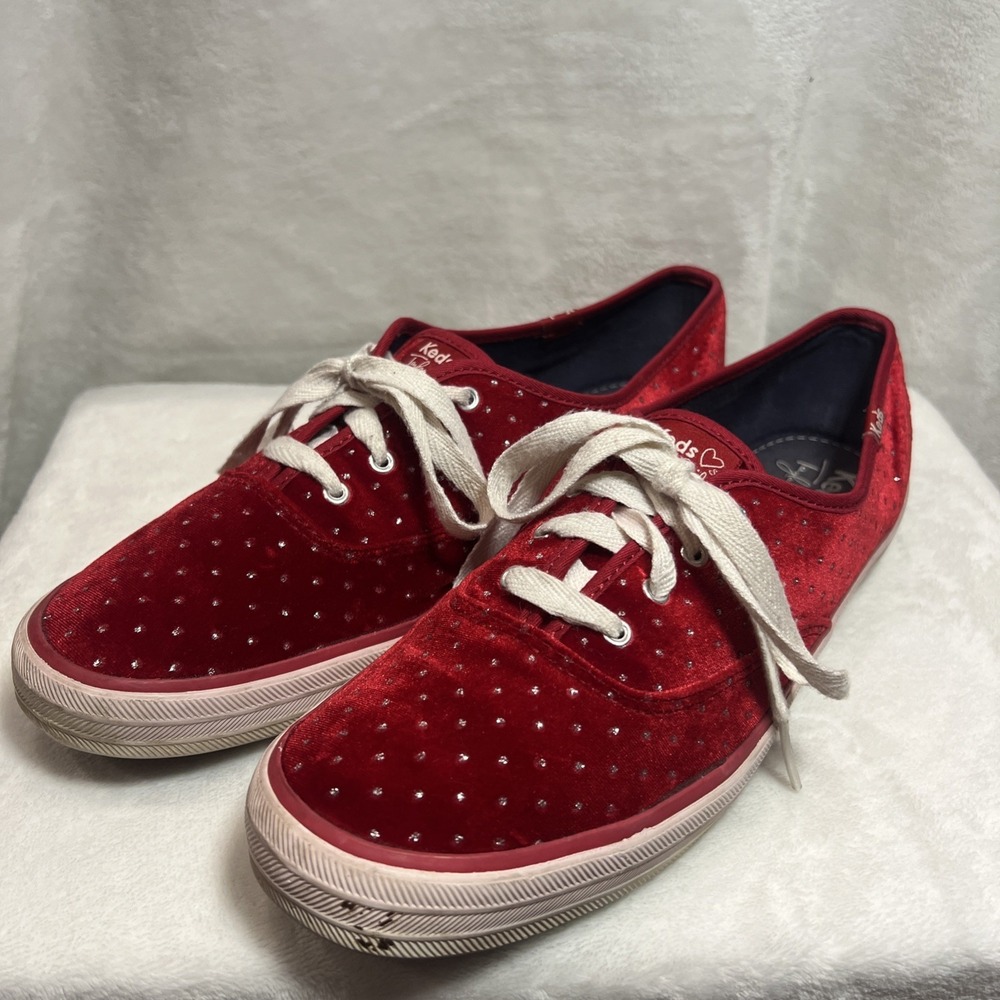 Keds x Taylor Swift Red Velvet Rhinestone Sneakers Women's Size 10 Shoes 1989